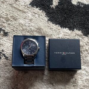 Tommy Hilfiger Men's Silver and Black Watch
